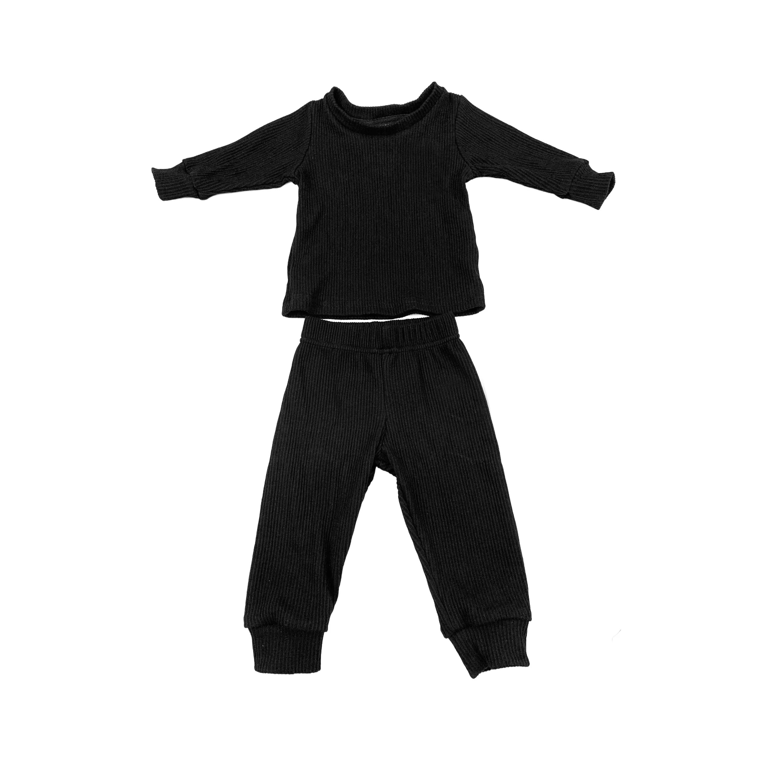 Toddler Ribbed Jogger Set Neutral Boys Girls Two Piece Outfit Set Crewneck and Pants Kids Tracksuit - Image 5