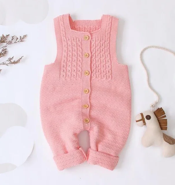 Baby Knitting Rompers Overalls Newborn Sleeveless Solid Color Jumpsuit Girls Boys Clothes Baby Winter Romper Leisure Jumpsuit - Image 5
