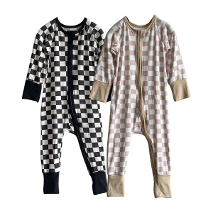 Bamboo Pajamas Zippered Romper Printed Baby Boy Girl Clothes Newborn One-piece Bodysuit Baby Onesie Zip Shortie Baby Clothing