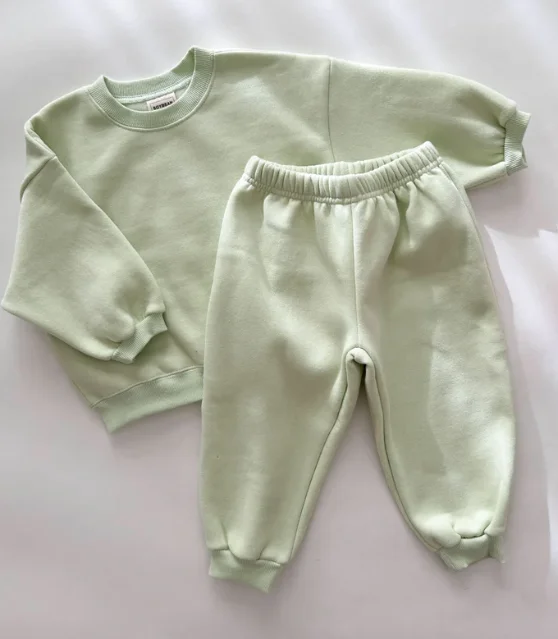 Basic Fall Winter Oversize Unisex Baby Toddler French Terry Tracksuit Sets 2 Pcs Jogger Sets Kids Clothes Set - Image 6