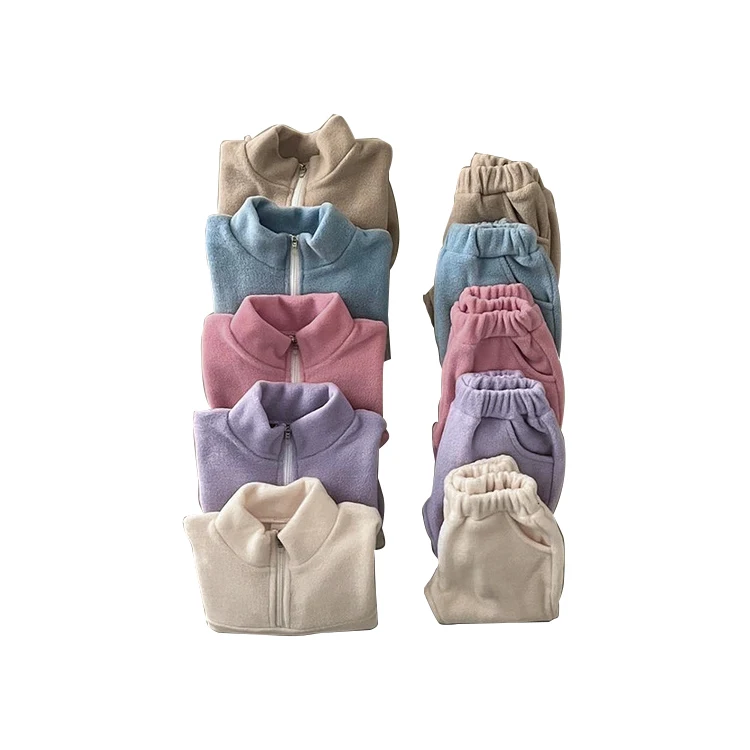 Custom Winter Warm Baby Toddler Double Fleece Boys Girls Long Sleeve Clothes Tracksuit Clothes Sets - Image 2