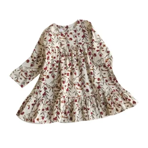 Baby Girls Retro Temperament A-line Dress Fresh and Westernized Thin Corduroy Dress