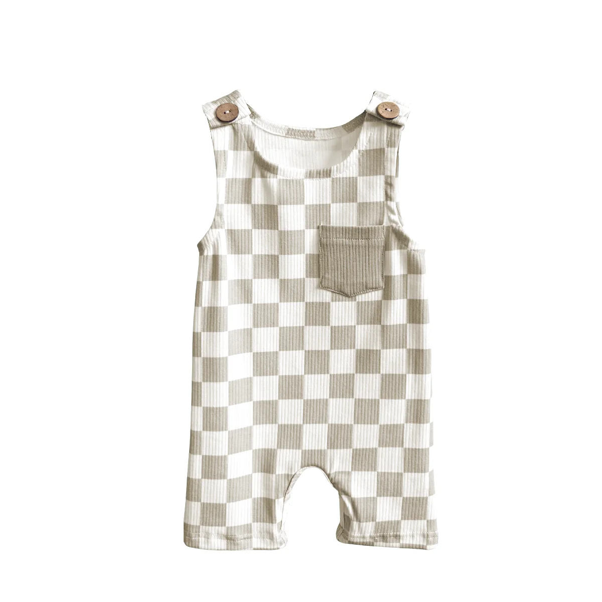 Summer Fashionable Ribbed Cotton Striped Print Crawlwear for Kids Casual Sporty Close-Fitting Short Rompers - Image 3