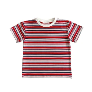Boys T-shirt Striped Short Sleeve Tee Shirts Kids Crew Neck T-Shirt Cotton Stripes Top