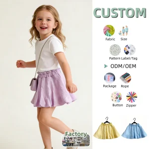 Top Sale Crepe and Cotton Short Kilt One-piece Girls Dress for Summer Girls Summer Fashion Children's Short Skirt for 0-8T