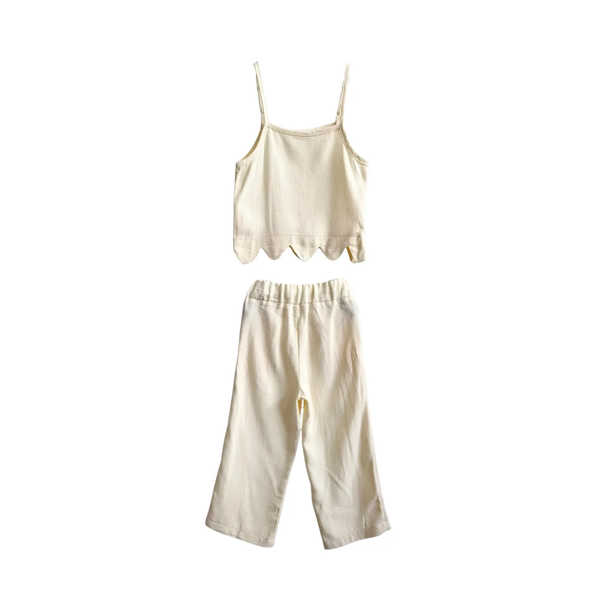 Customized Kids Clothes Set Toddler Baby Girl Summer 2Pcs Outfit Sleeveless Top and Cotton Linen Pants Set Solid Color Clothes - Image 4