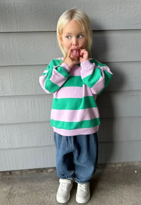 Custom Stripe French Terry Sweatshirt Oversize Baby Toddler Pullover Baby Clothing - Image 4