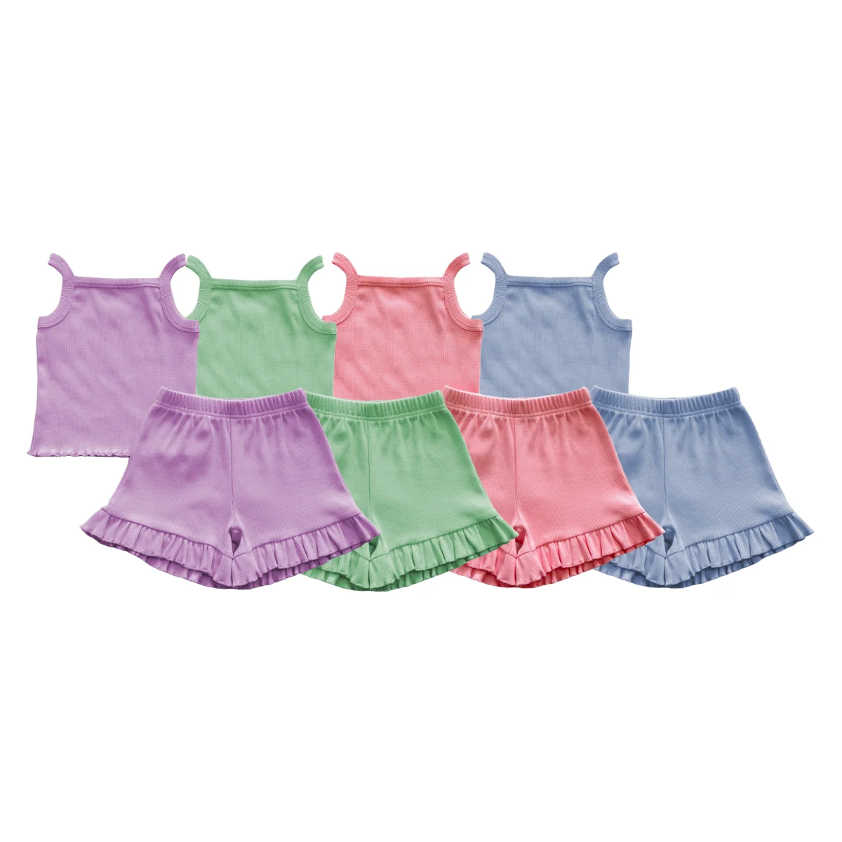 Customizable Kids Short Set Fashionable Bright and Vivid Ribbed Halter Shorts Cool Breathable and Close-Fitting Soft Stylish - Image 6
