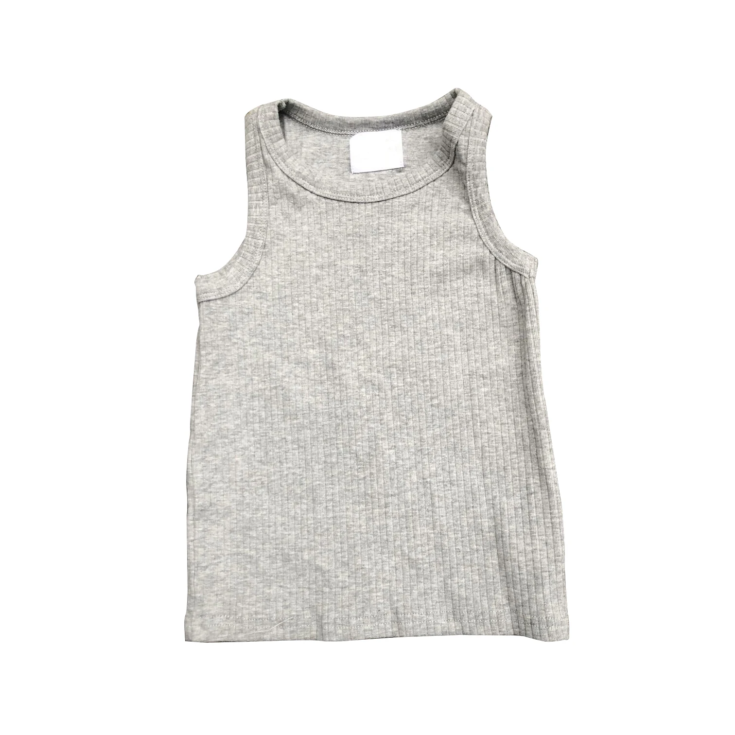 Custom High Quality Toddler Infant Baby Boys Girls Ribbed Cotton tank Top Solid Color Sleeveless Casual Shirt - Image 3
