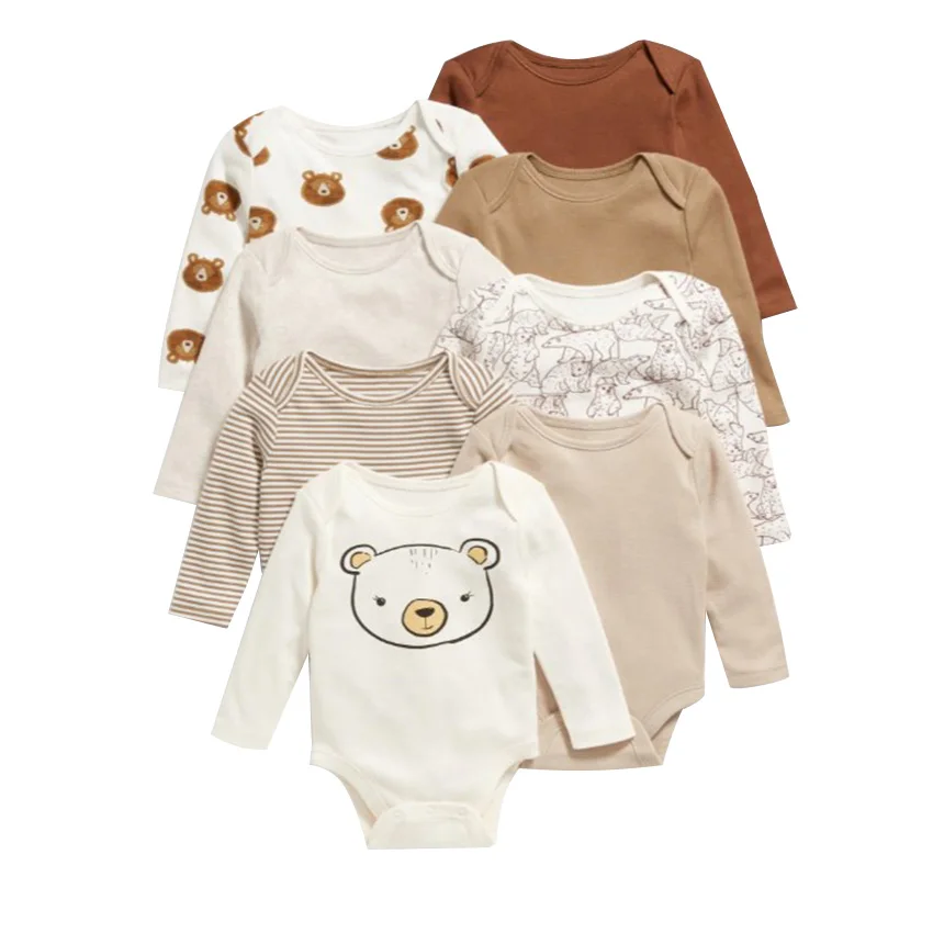 Baby Rompers 8 Pieces Sets Infant Clothes Autumn NewBorn Baby Rompers Ribbed Kids Jumpsuit Pajamas Spring New Born Boys Clothes - Image 3