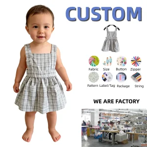 Custom Baby Clothing Toddler Girl 100% Cotton Summer Dress Suspender Sleeveless Sundress