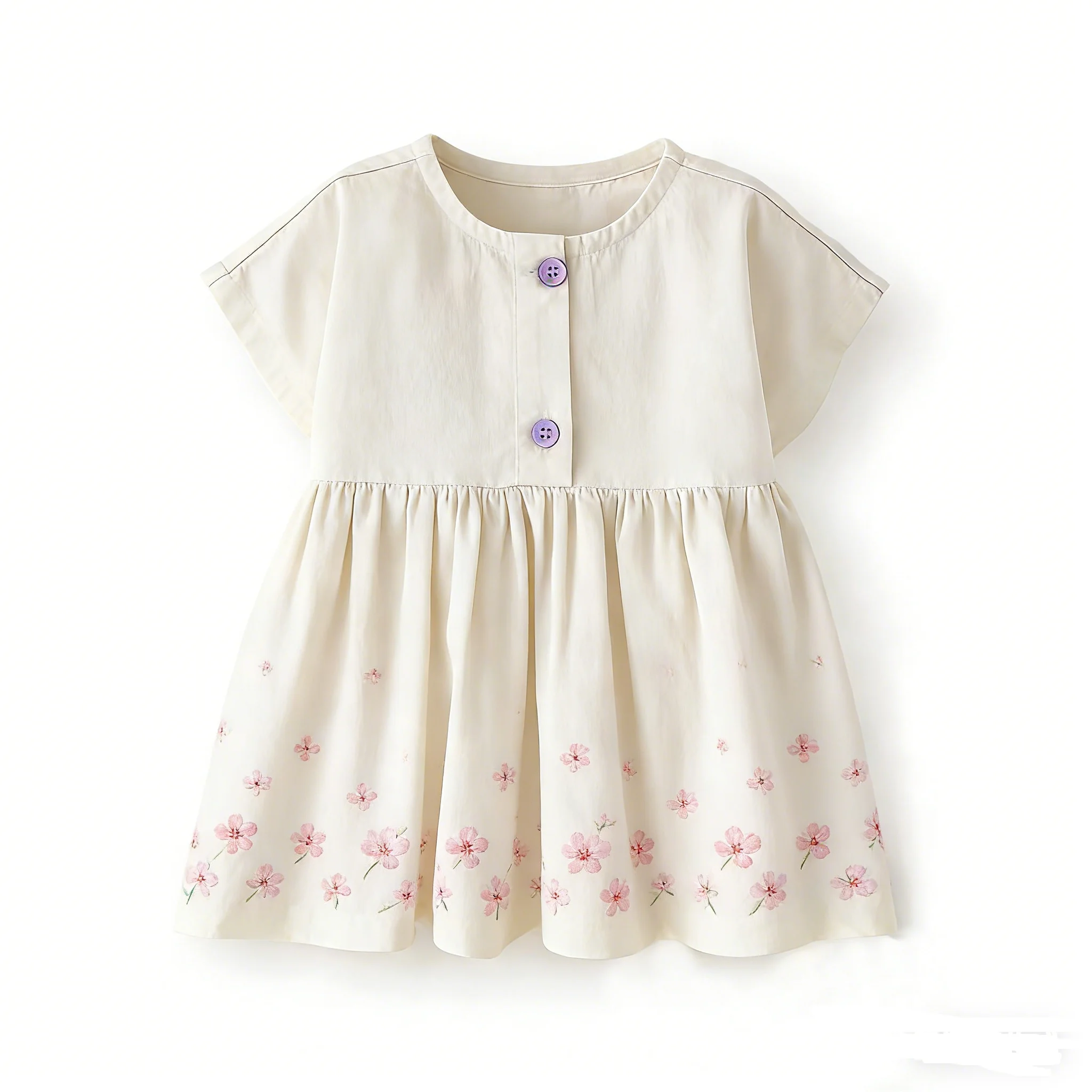 Summer Baby Dress Girls' Twill Cotton Fabric Dress with Short Sleeves Girls Princess Dress Suitable for Children Aged 0-8T - Image 4