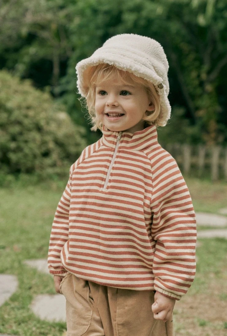 Fashion Autumn Stripe Terry Toddler Shirt Half Zip Pullover Sweatshirt Long Sleeve Tops - Image 3