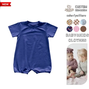 Factory Direct Sales New Summer Kids Solid Color Baby Clothes Soft Spandex/Cotton Solid Color O- Neck Thin One-piece Romper