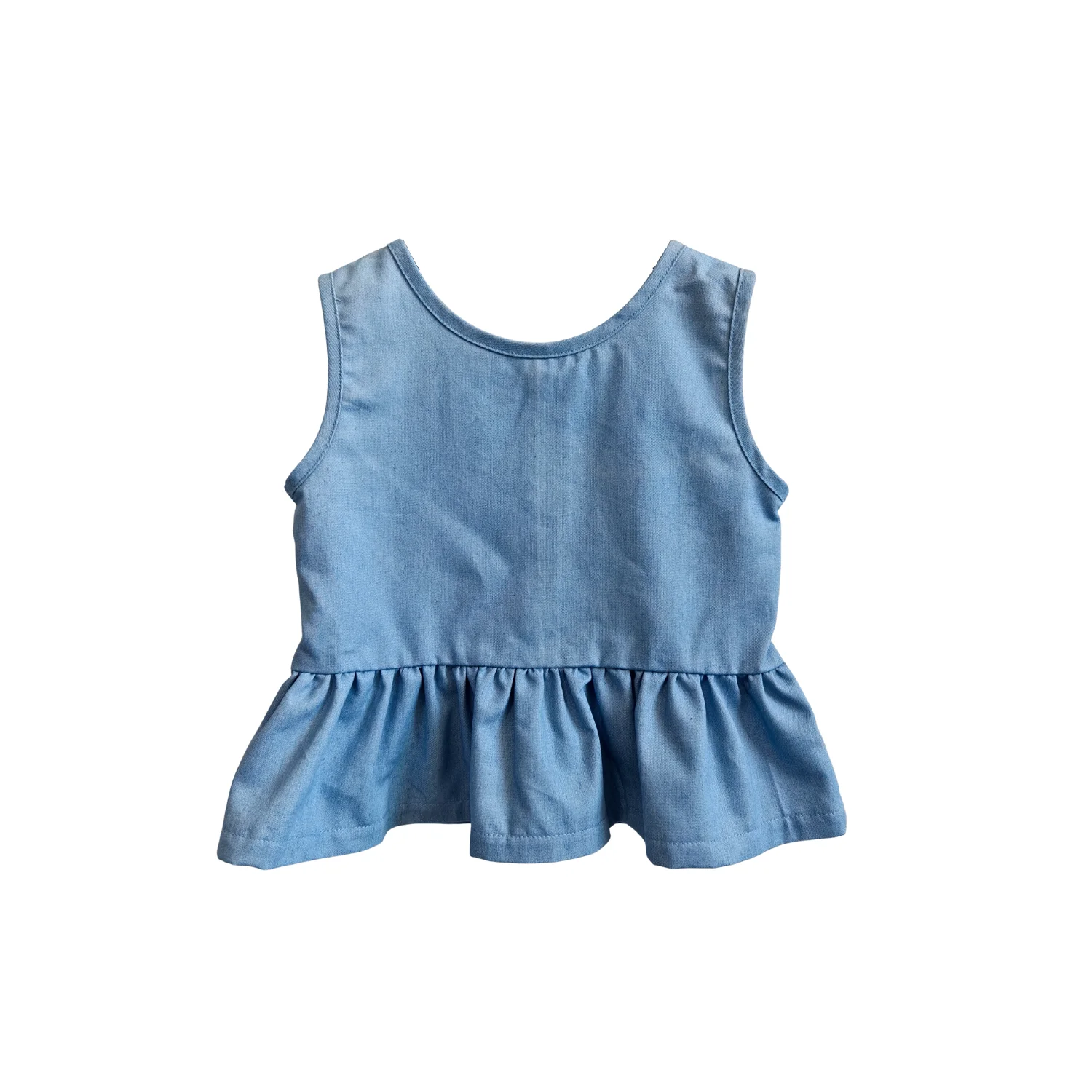OEM Baby Tops Toddlers and Kids 100% Cotton Denim Fabric Sleeveless Tank Top for Girls - Image 4