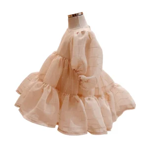 RTS Summer Girls Adorable Frill Dress Features Playful Puff Sleeves and Tired Tulle Skirts Girl's Gift Dress