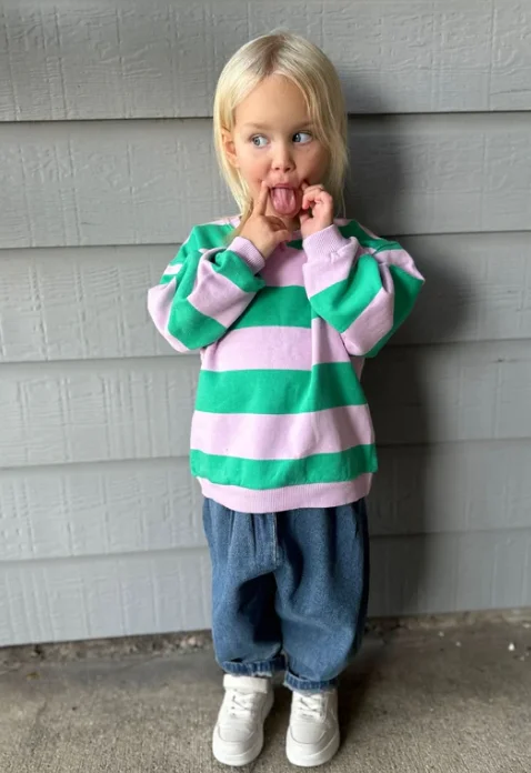 Custom Stripe French Terry Sweatshirt Oversize Baby Toddler Pullover - Image 5