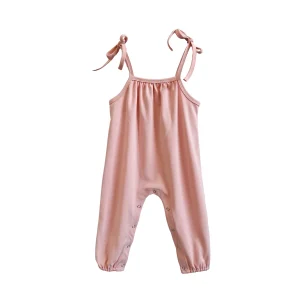 New Style Organic Cotton Snap Button Sleeveless Rompers Custom Color Unisex 2T Overalls for Summer Use for Baby Girls