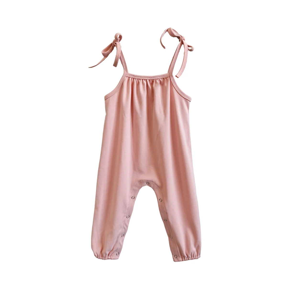 New Style Organic Cotton Snap Button Sleeveless Rompers Custom Color Unisex 2T Overalls for Summer Use for Baby Girls