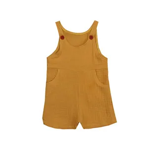 New Product Muslin Jumpsuit Button Overall Shortall with Pocket Baby Romper for Summer - Image 3