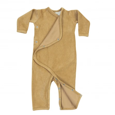 Newborn Boy and Girls Rib Velour Kimono Romper Onesie Winter Unisex Baby Button Down Corduroy Jumpsuit - Image 2