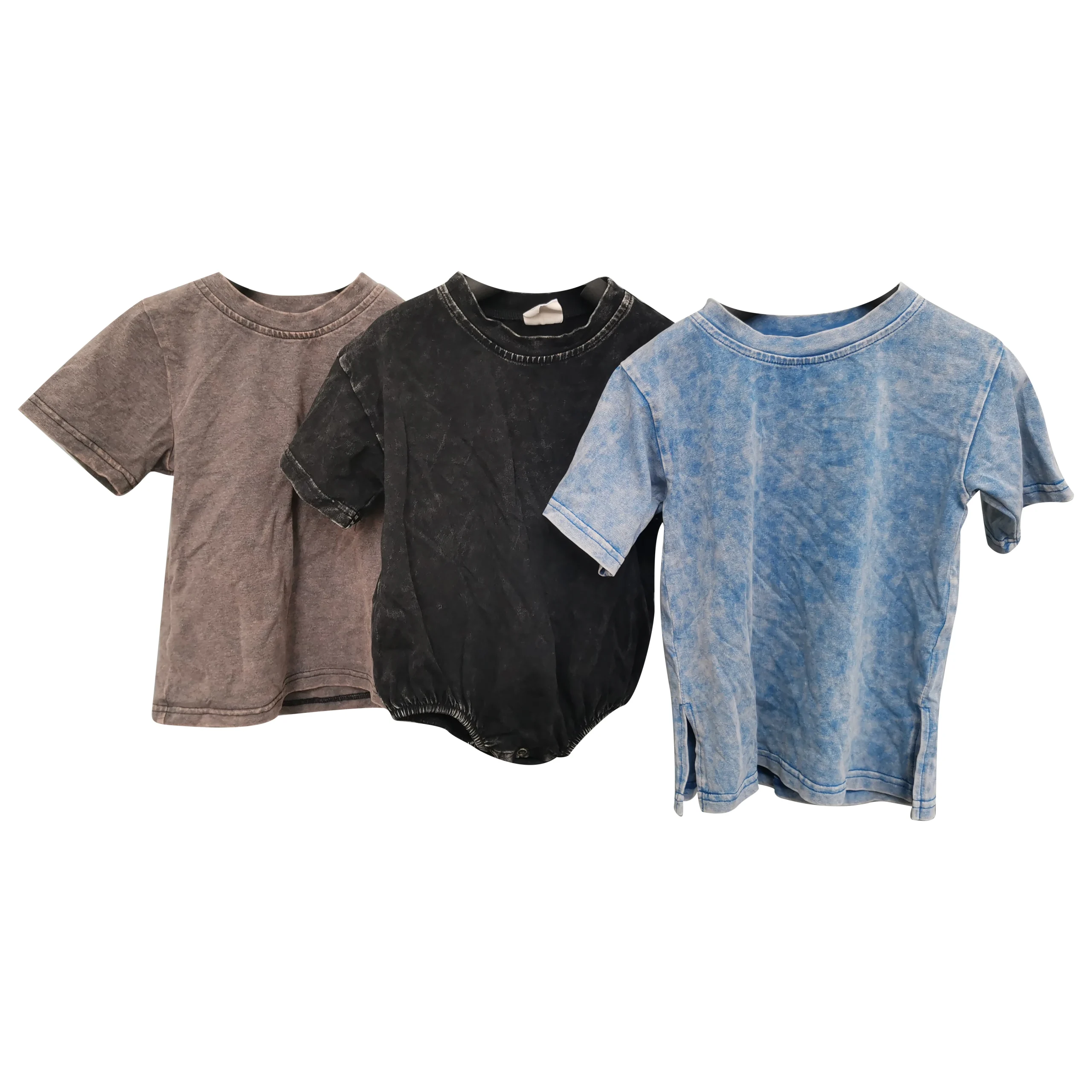 Custom Color Knitted Cotton Acid Wash Set Family Matching Outfit for Summer Kids Adult Short Set with Baby Romper - Image 2