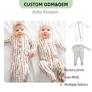 Unisex Custom Kids Bamboo Pajamas Romper Soft Breathable One-piece 2-way Zipper Halloween Pumpkin Ghost Print Knitted Infants