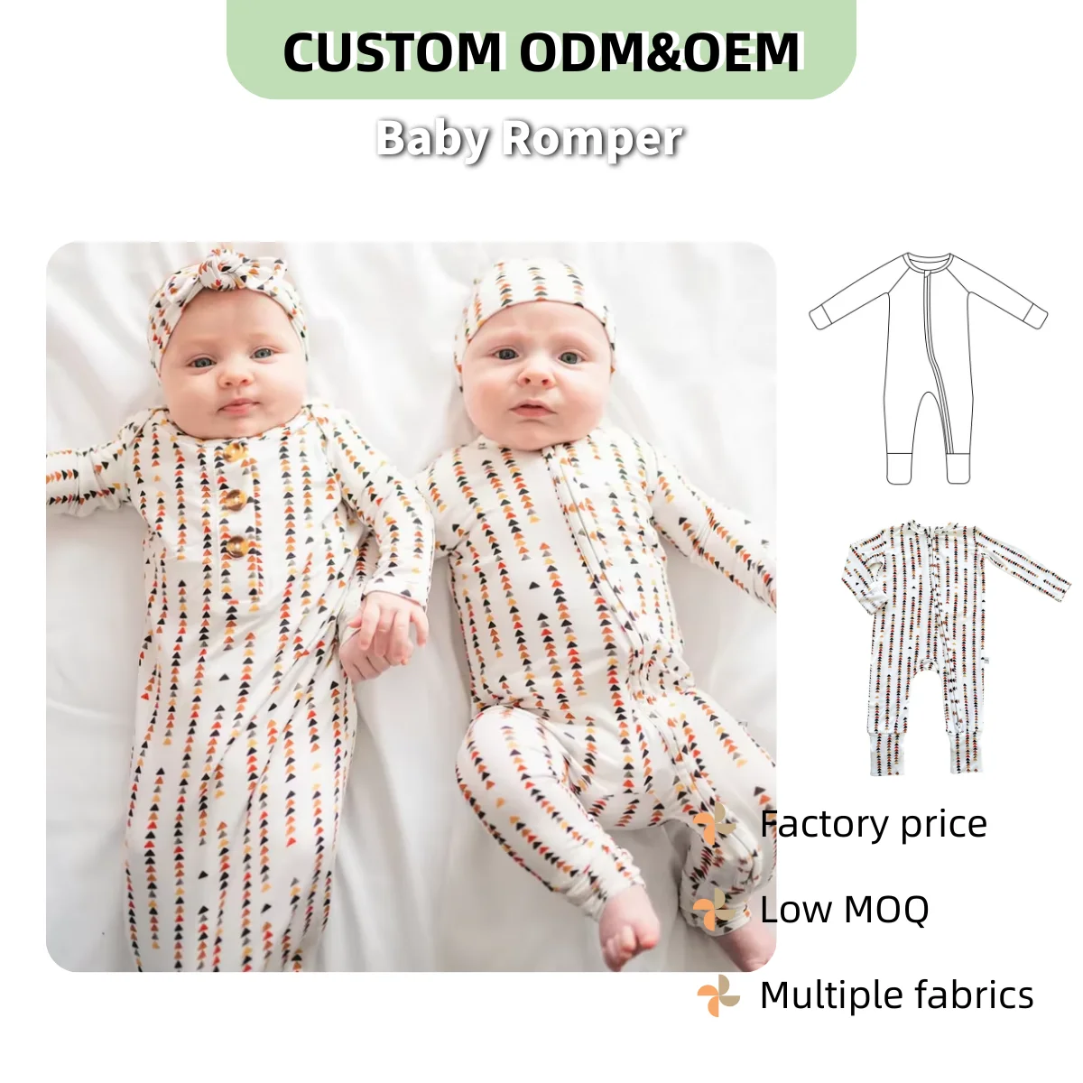 Unisex Custom Kids Bamboo Pajamas Romper Soft Breathable One-piece 2-way Zipper Halloween Pumpkin Ghost Print Knitted Infants