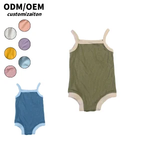 Factory Kids' Trendy & Colorful Rosette Halter Top Climbing Suit Cool & Breathable Short Sleeve Rompers