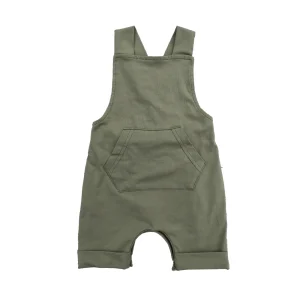 Custom Unisex Baby Overall Jumpsuit with Wooden Button Boys Girls Knitted Cotton Sleeveless Cute Romper