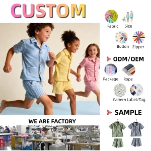 Soft Short Kids Clothes Set Baby Sets Clothes for Children Striped Baby Clothing Button-down Shirts and Shorts Two-Piece