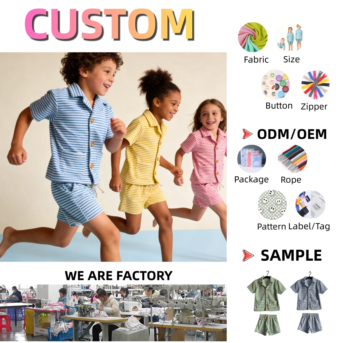 Soft Short Kids Clothes Set Baby Sets Clothes for Children Striped Baby Clothing Button-down Shirts and Shorts Two-Piece