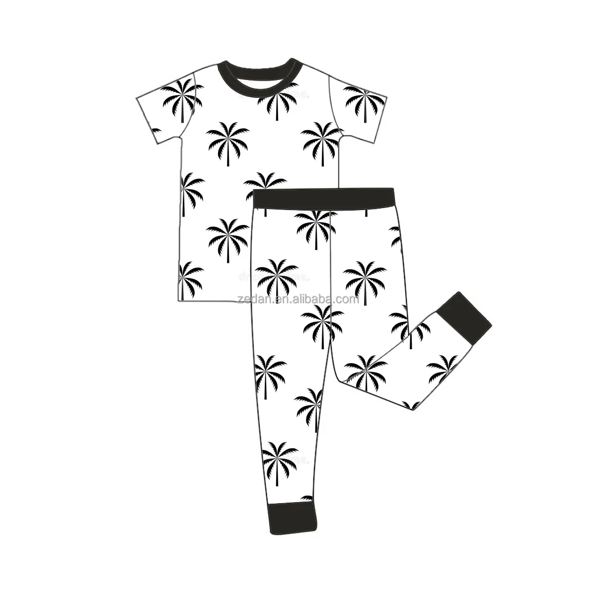 Kids Bamboo Pajamas Sea Prints Two Piece Short Sleeve and Pants Set Summer Cozy Bamboo 2 Piece Pjs - Image 5