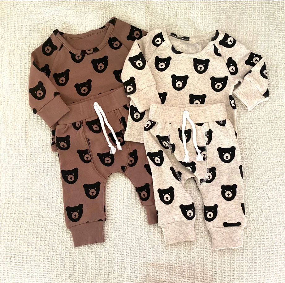 Summer Baby Bear Outfit Baby Cotton Lounge Set Short Sleeved Shorts Set - Image 6