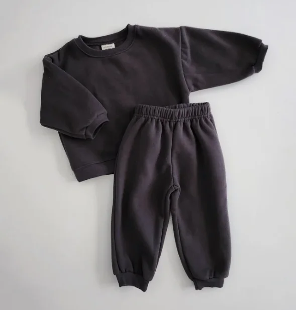 Basic Fall Winter Oversize Unisex Baby Toddler French Terry Tracksuit Sets 2 Pcs Jogger Sets Kids Clothes Set - Image 5