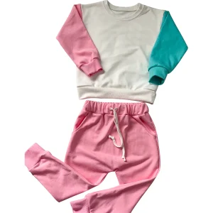 Hot Sell Crewneck Pullover Sweatershirt Matching Color Baby Clothing Sets for Autumn