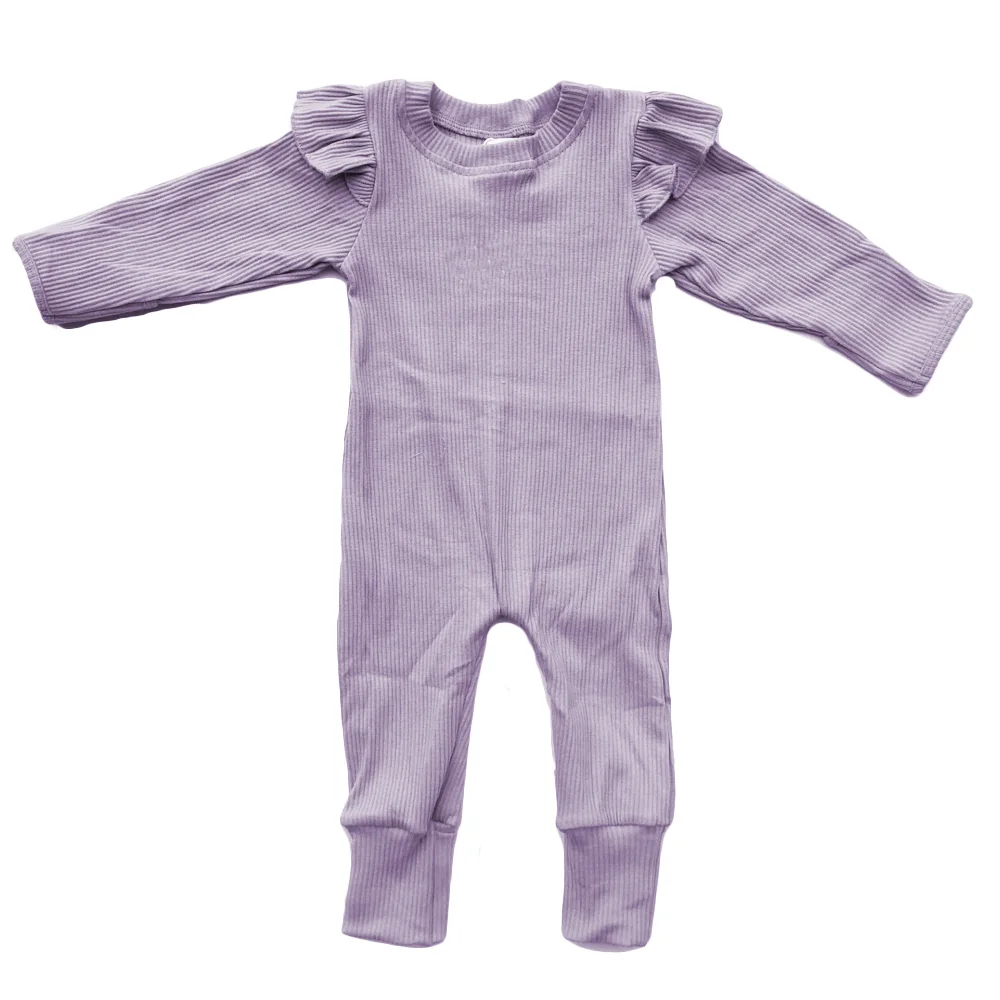 Dynamic Sophisticated Simple Kids Spring & Autumn Long-Sleeved Pajamas Fashionable Trendy Ribbed Baby Rompers - Image 5