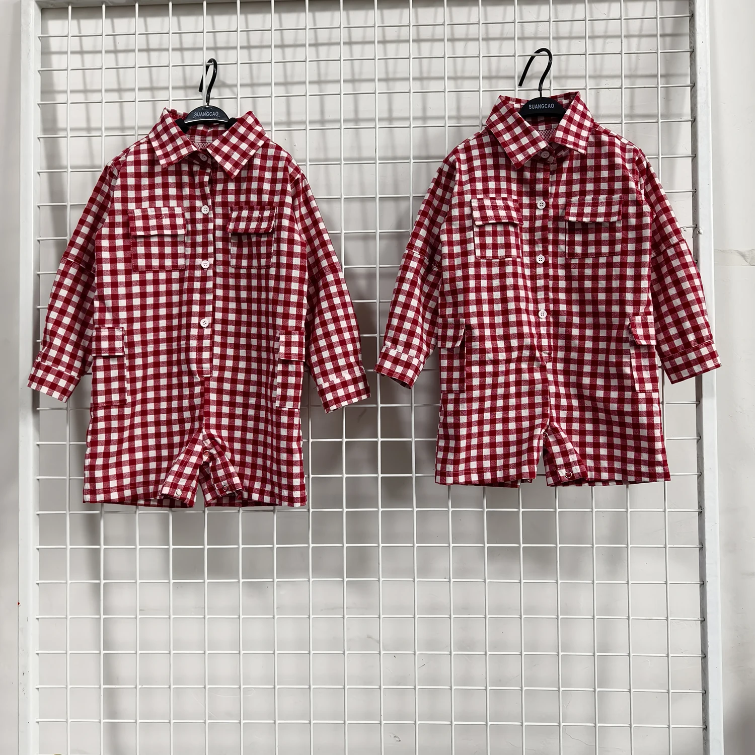 Hot Sell Baby Clothing Newborn Long Sleeve Collared Romper Jumpsuit Plaid Button Down Bodysuit Summer Outfit - Image 4