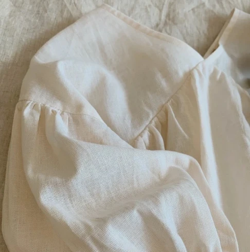 Spring Summer Girls Light and Breathable Dress V-neck Loose Solid Color Linen Cotton Dress Spanish Baby Clothes - Image 2