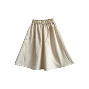 Custom Solid Color Cotton Linen Summer Skirt Length Casual Kids Baby Girls Half Length Skirt