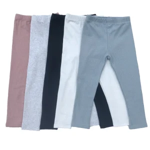 Custom Baby Toddler Kids Tight Pants Autumn Solid Color Baby Girls Rib Cotton Leggings