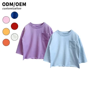 Spring Boys' Long Sleeve T-shirt Pocket Autumn New Children's Loose Top Cotton Baby Clothing Shirt