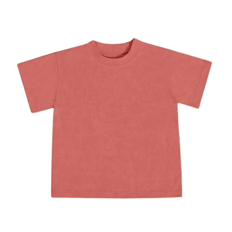 New Design Sweater Cotton Wax Dyed Solid Color Fallow Baby T-shirt for Boys and Girls - Image 4
