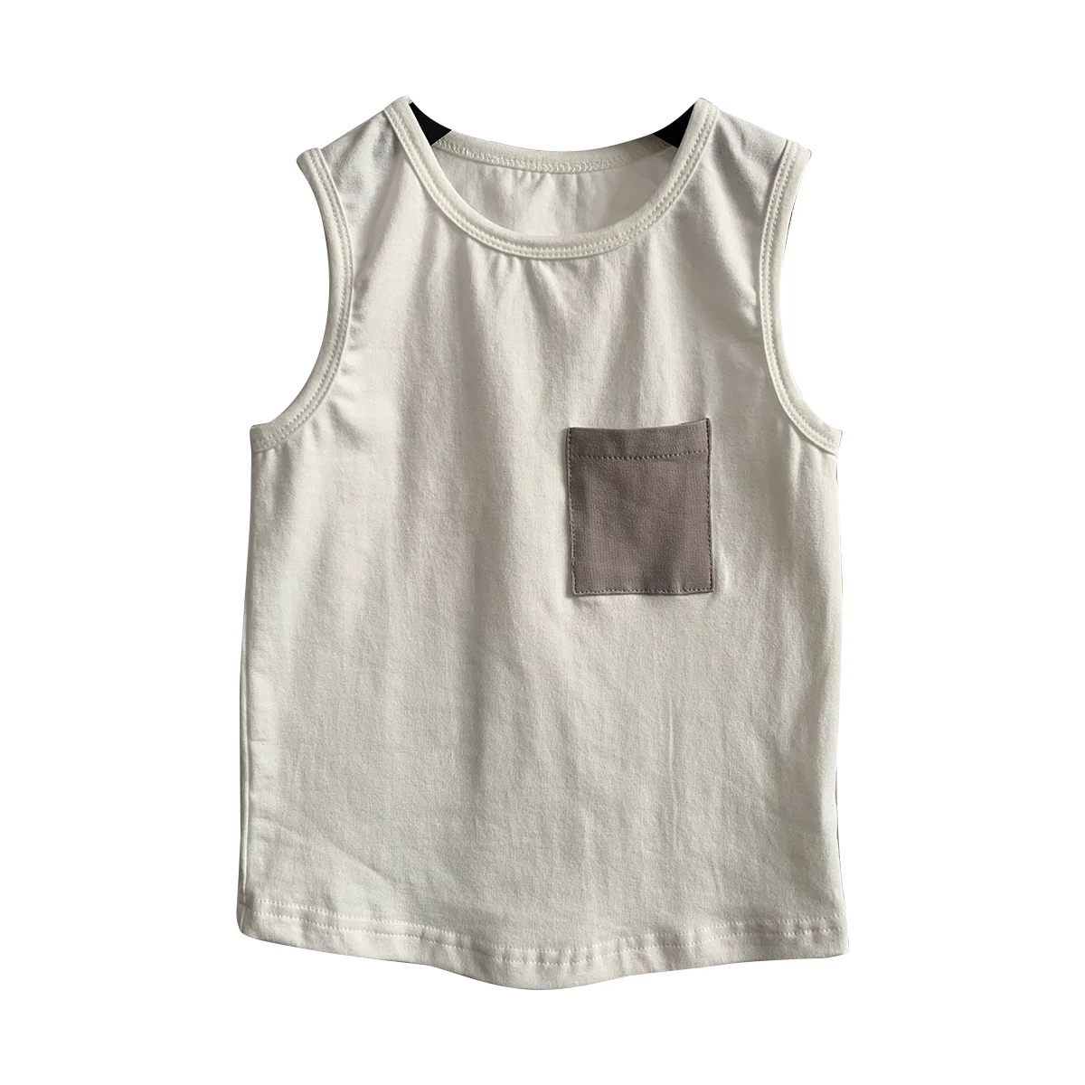 Custom Summer Casual Baby Boy Color Block Knit Cotton Sleeveless Shirt Shoulders Muscle tank Undershirt - Image 3