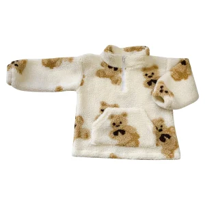 Factory Price Cashmere Custom Color Bear Pattern Long Sleeve Cute Baby Jackets for Winter