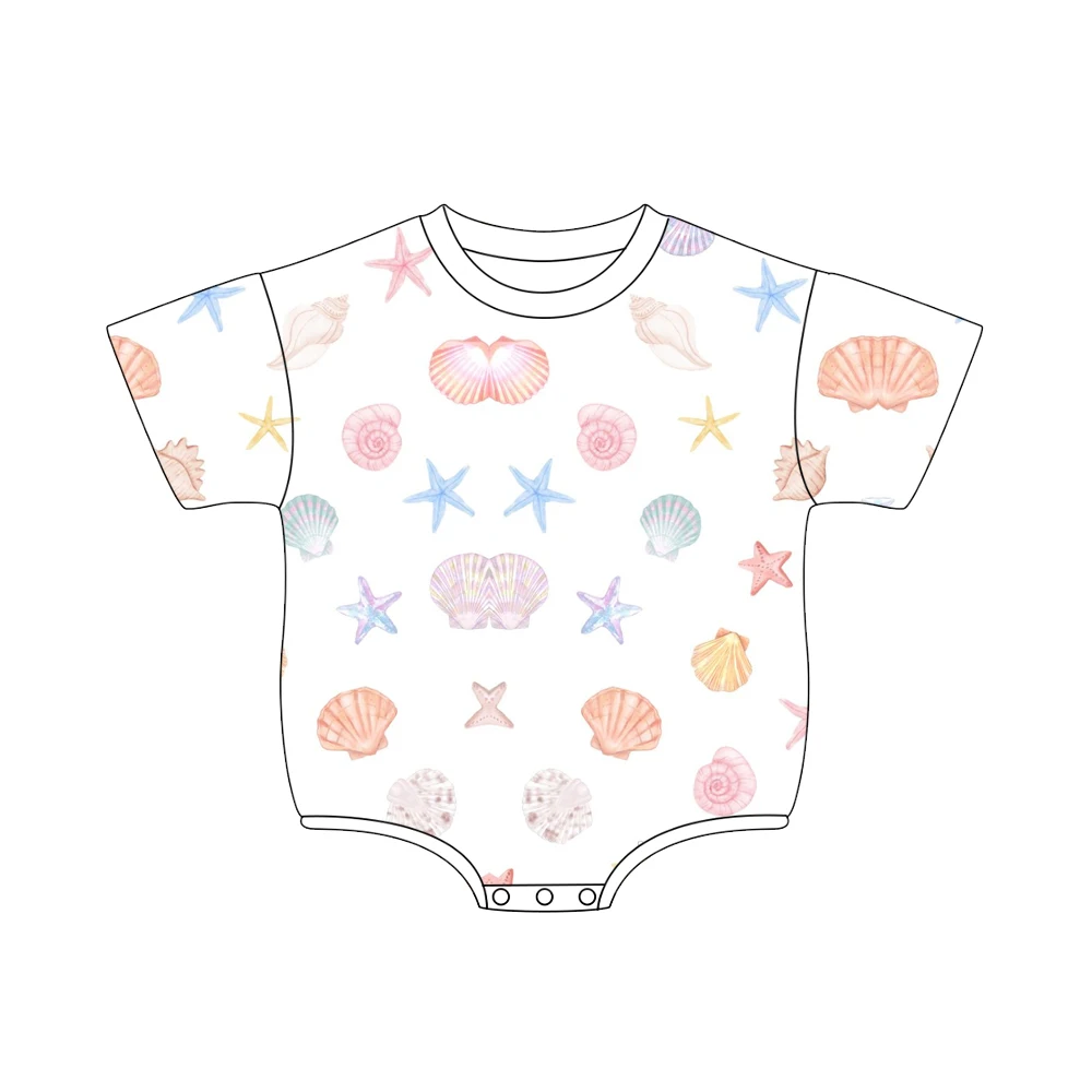 Summer Customized Digital Pattern Cotton Knit Bubble Romper Oversized Sweatshirt Baby Boy Jumpsuit Baby Girls Clothes - Image 5