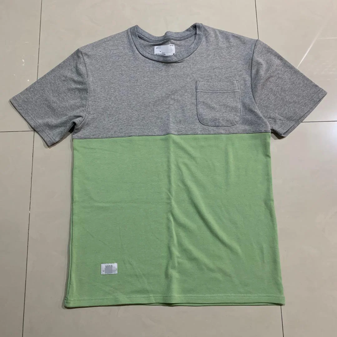 High Quality Custom Baby Knit Cotton Short Sleeve Toddler Color Block Pocket T-Shirt O-Neck Shirt - Image 3