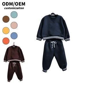 Customized 2pcs Kids Casual Clothing Set Long Sporty Expo Plush with Soft Sweat-absorbent and Washable Features