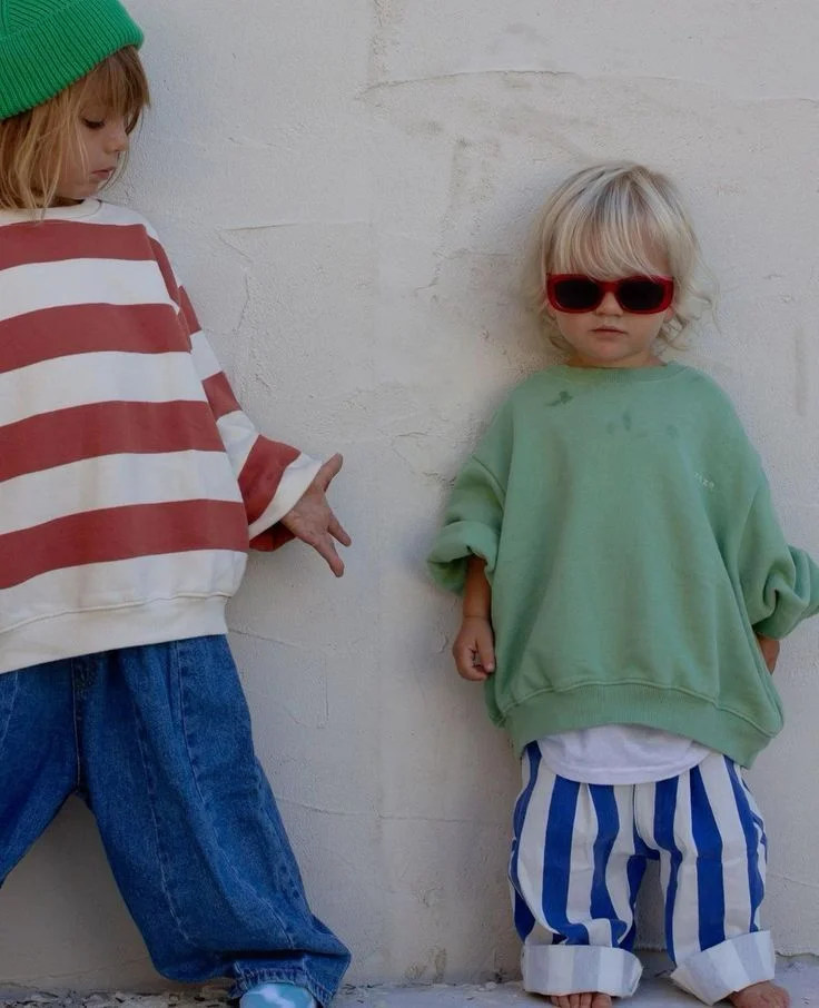 Custom Stripe French Terry Sweatshirt Oversize Baby Toddler Pullover - Image 3