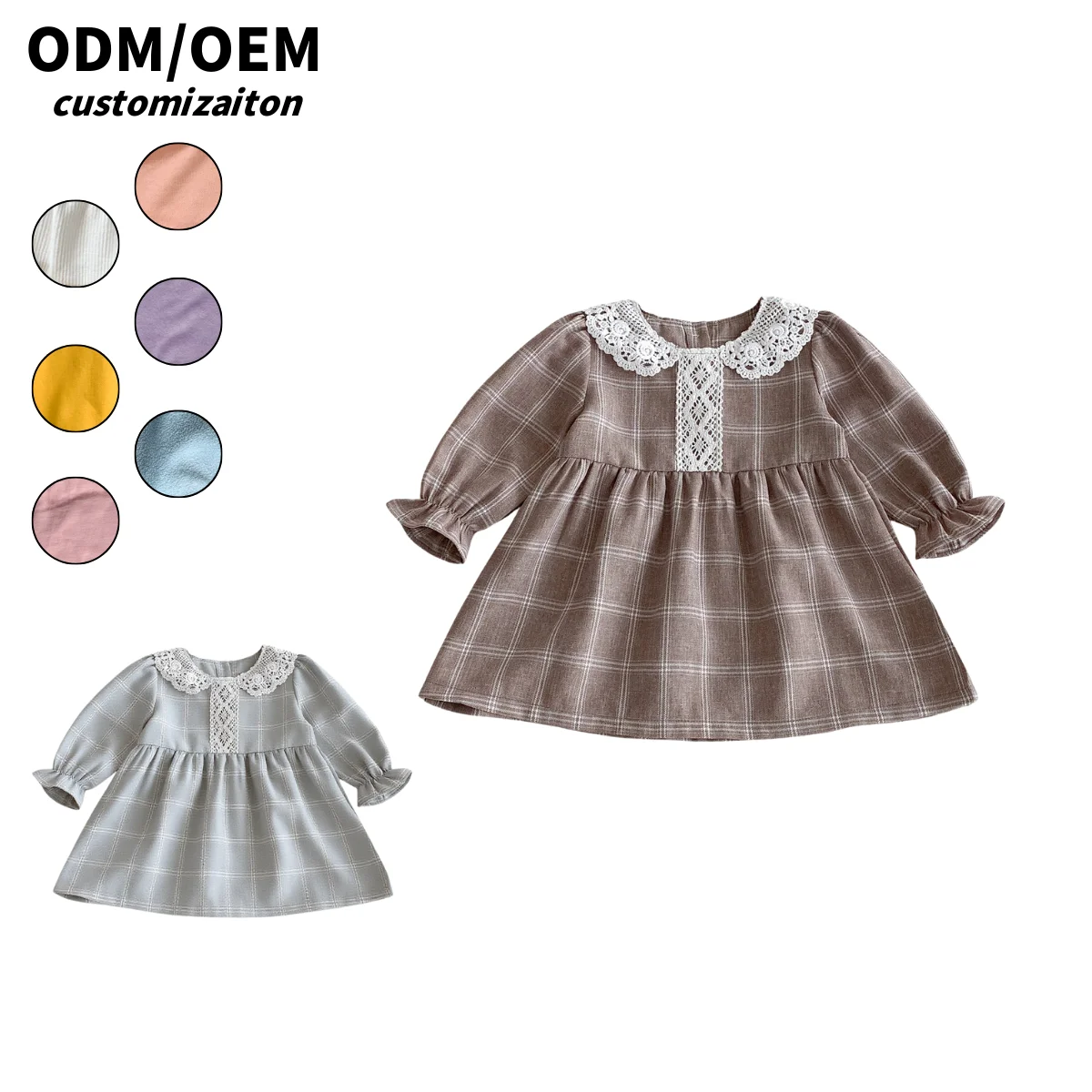 Customized Cotton Dress for Girls Long-Style with Light and Agile Design Full of Vitality and Fashionable for Kids